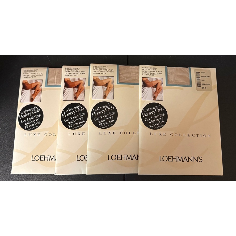 Loehmanns Women Size B Pantyhose Evening Sand Silken Sheer Bodyshaper 4 Pack NEW